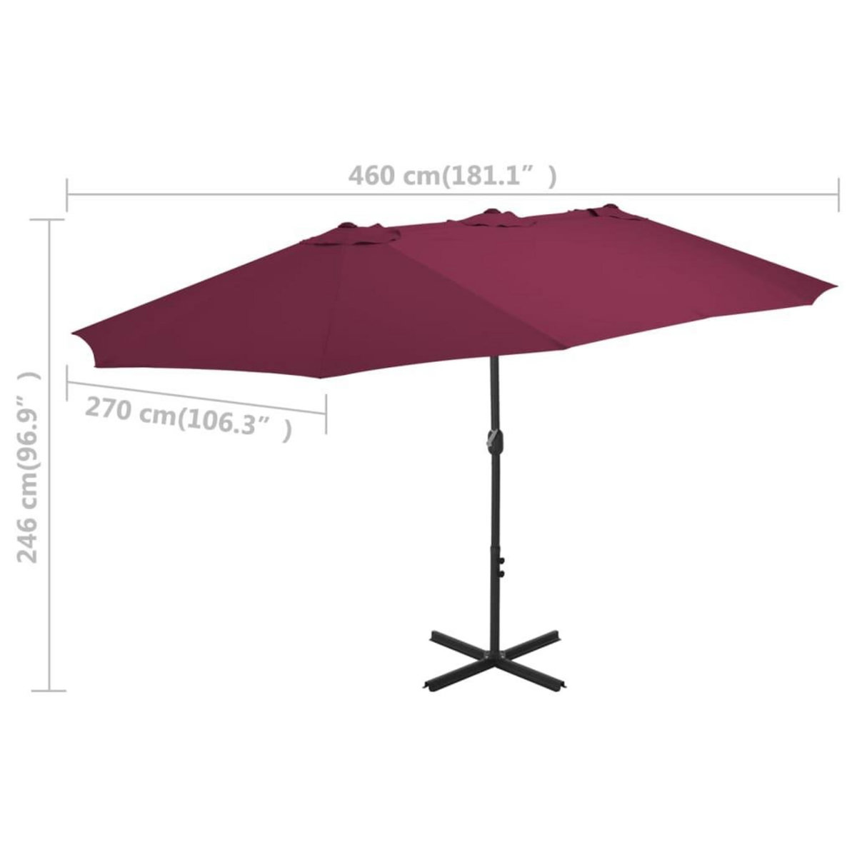 VIDAXL Parasol d'exterieur avec mat en aluminium rouge bordeaux