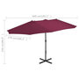 Voir la diapositive 6 : VIDAXL Parasol d'exterieur avec mat en aluminium rouge bordeaux