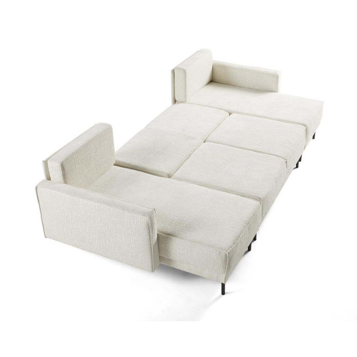 LISA DESIGN Charlie - canapé panoramique en u 7 places - convertible avec coffre - en tissu velours relief