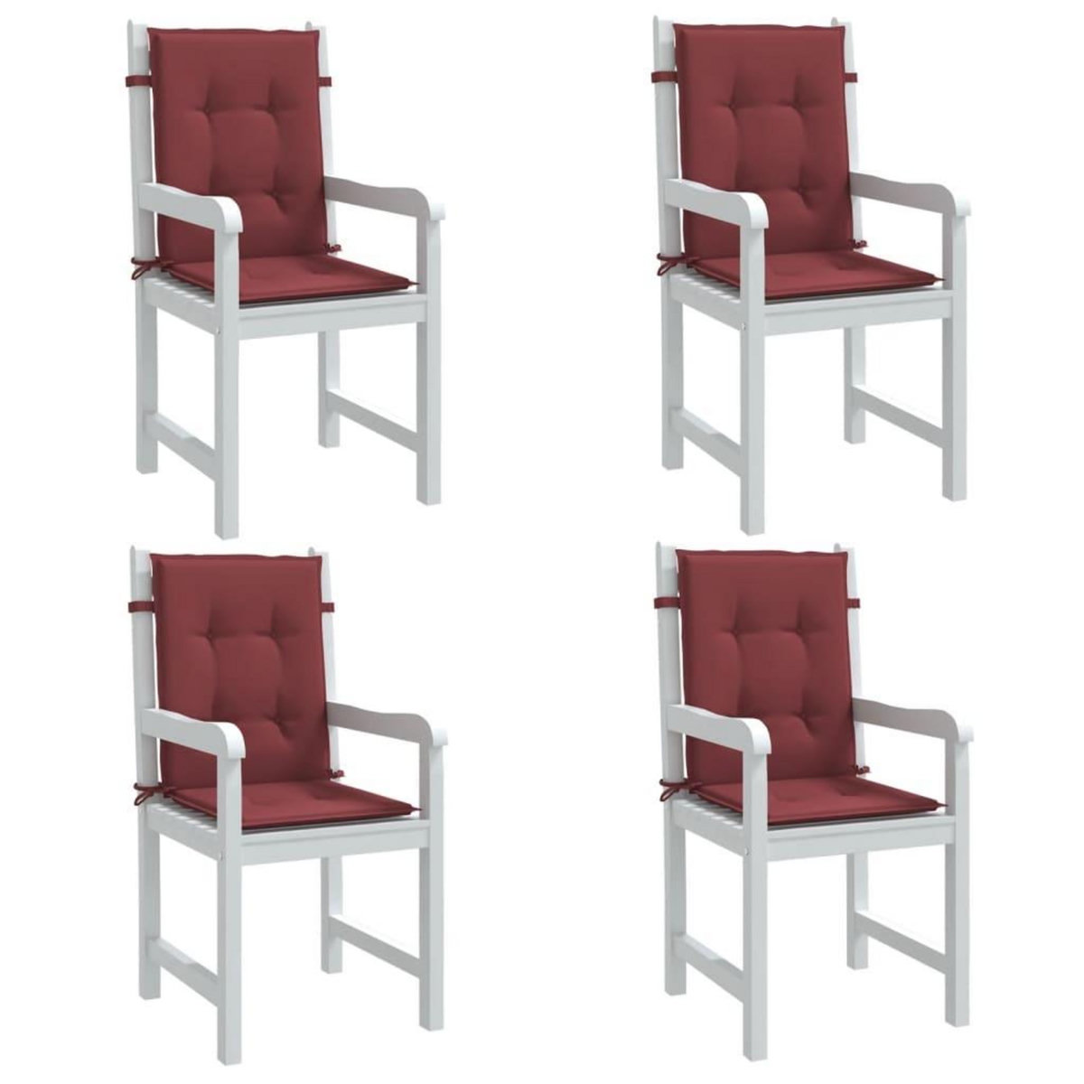 VIDAXL Coussins de chaise dossier bas lot de 4 rouge bordeaux melange