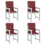 VIDAXL Coussins de chaise dossier bas lot de 4 rouge bordeaux melange