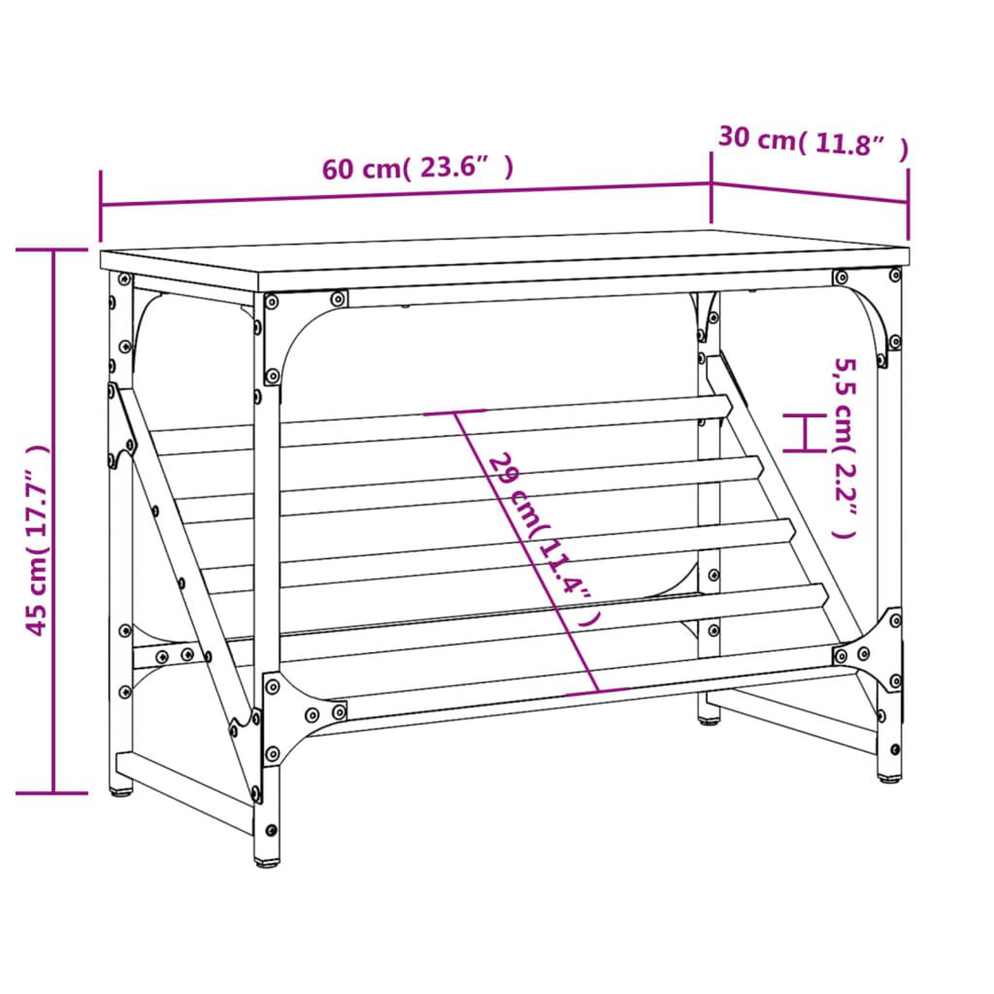 Voir la diapositive 6 : VIDAXL Etagere a chaussures chene sonoma 60x30x45 cm bois d'ingenierie
