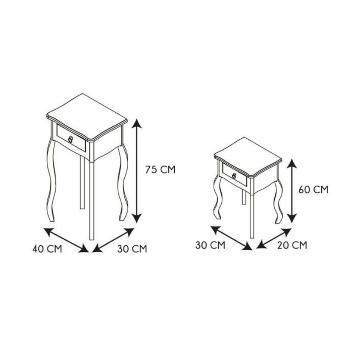 Paris Prix Lot de 2 Sellettes  Victoria  75cm Blanc