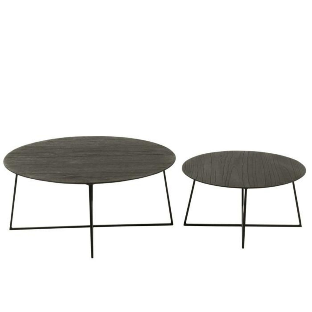 Paris Prix Lot de 2 Tables Basses Gigognes en Teck  Lucille  80cm Noir