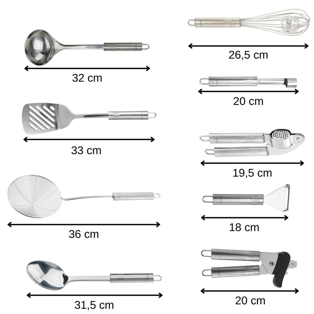 Fackelmann Ensemble de 9 ustensiles de cuisine inox Fackelmann Ovale