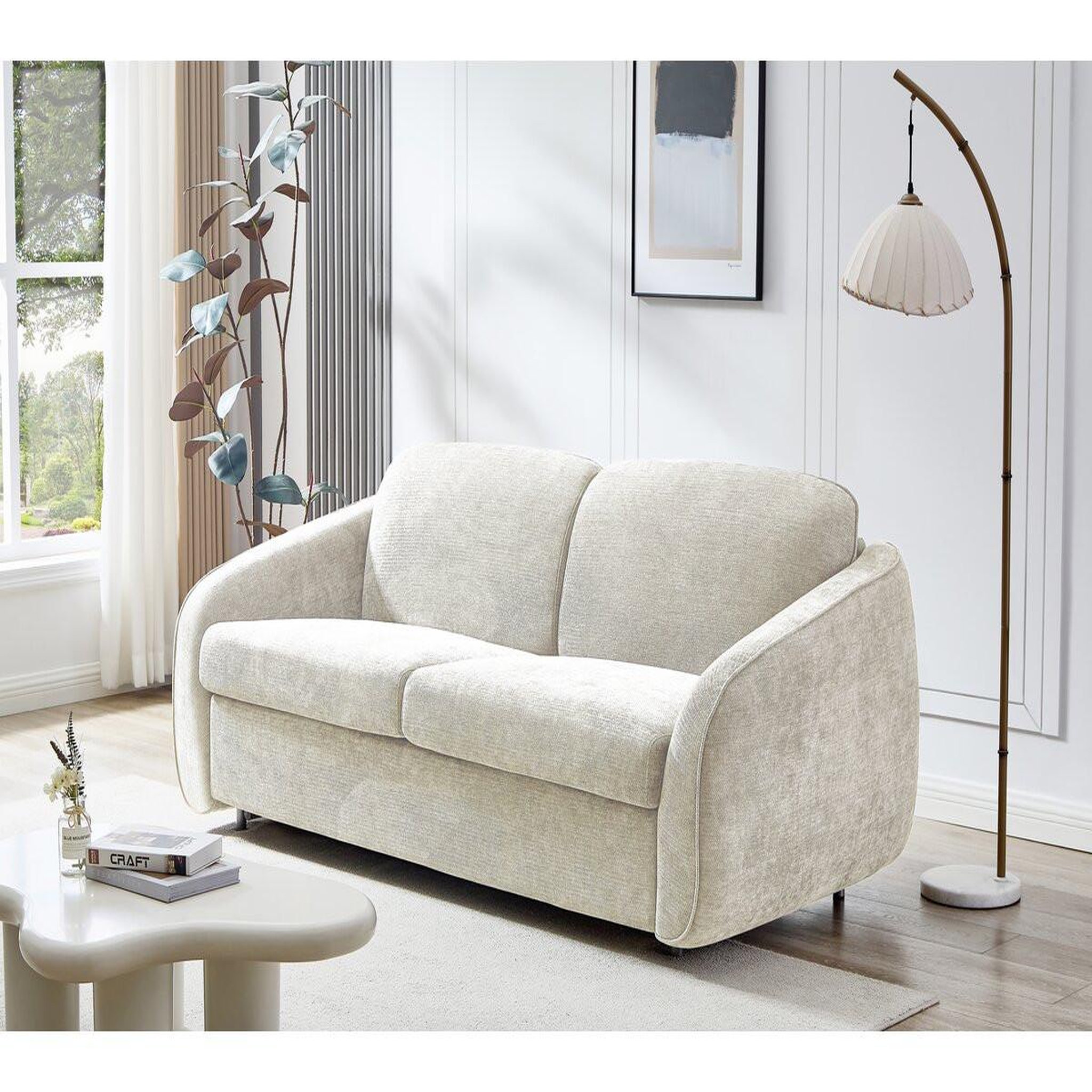 Voir la diapositive 2 : Habitat et Jardin Canapé lit convertible express en tissu texturé  laurie  - 202 x 107 x 85 cm