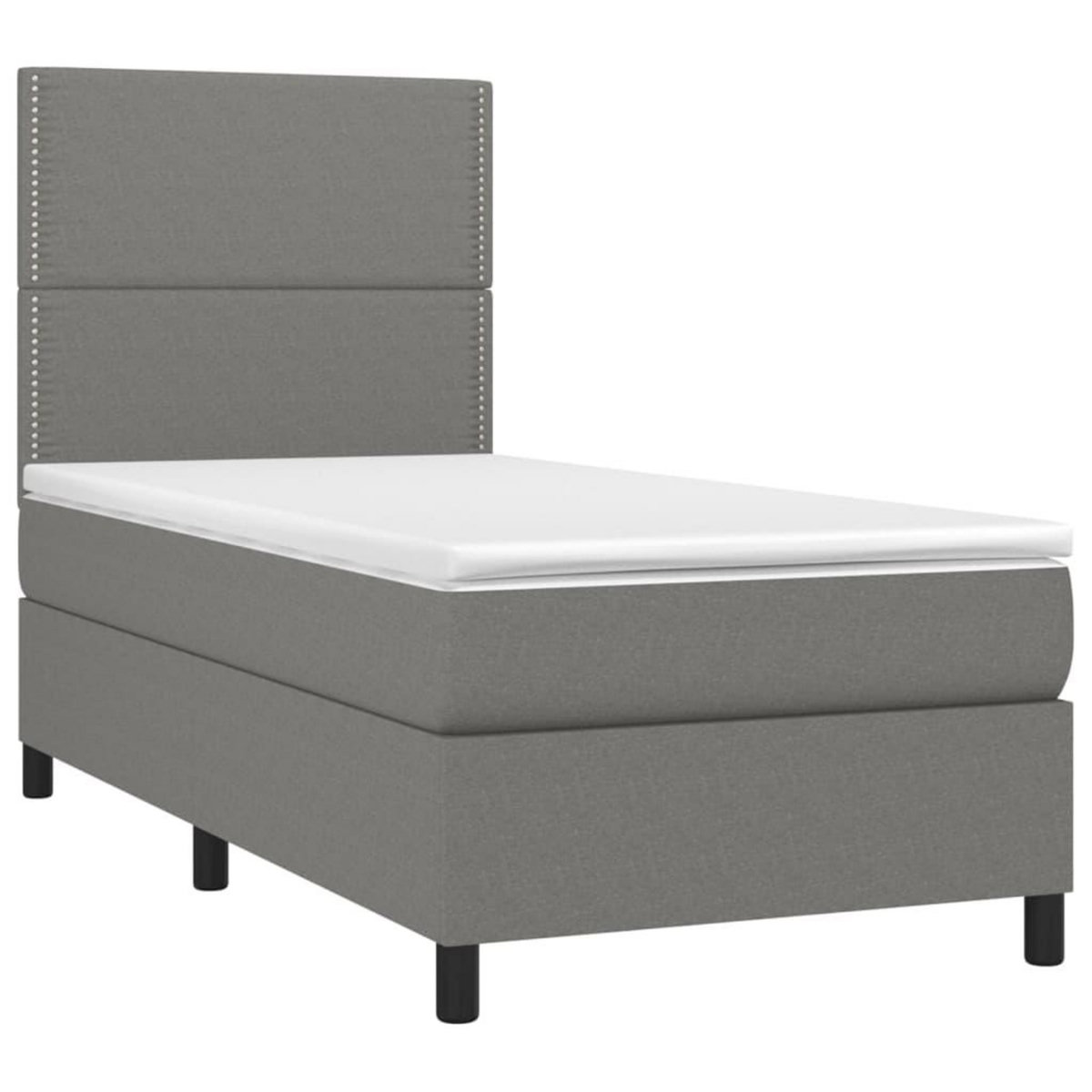 VIDAXL Sommier a lattes de lit avec matelas et LED Gris fonce 80x200cm