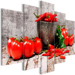 Paris Prix Tableau 5 Panneaux  Red Vegetables Concrete Wide. Coloris disponibles : Multicolore