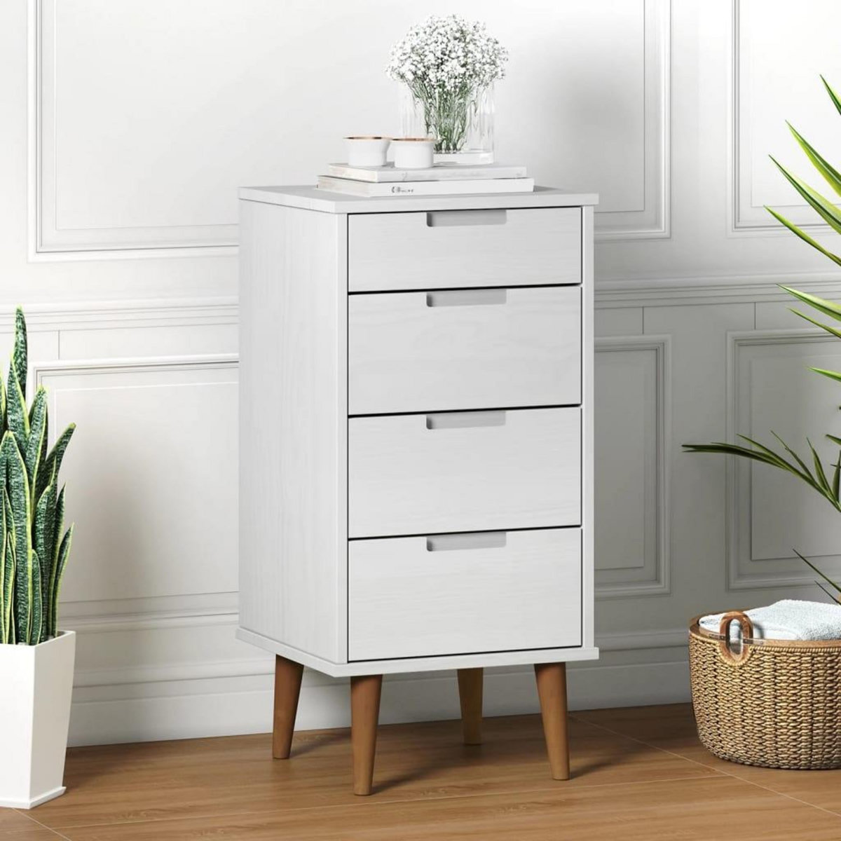 VIDAXL Commode MOLDE Blanc 40x35x82 cm Bois de pin massif