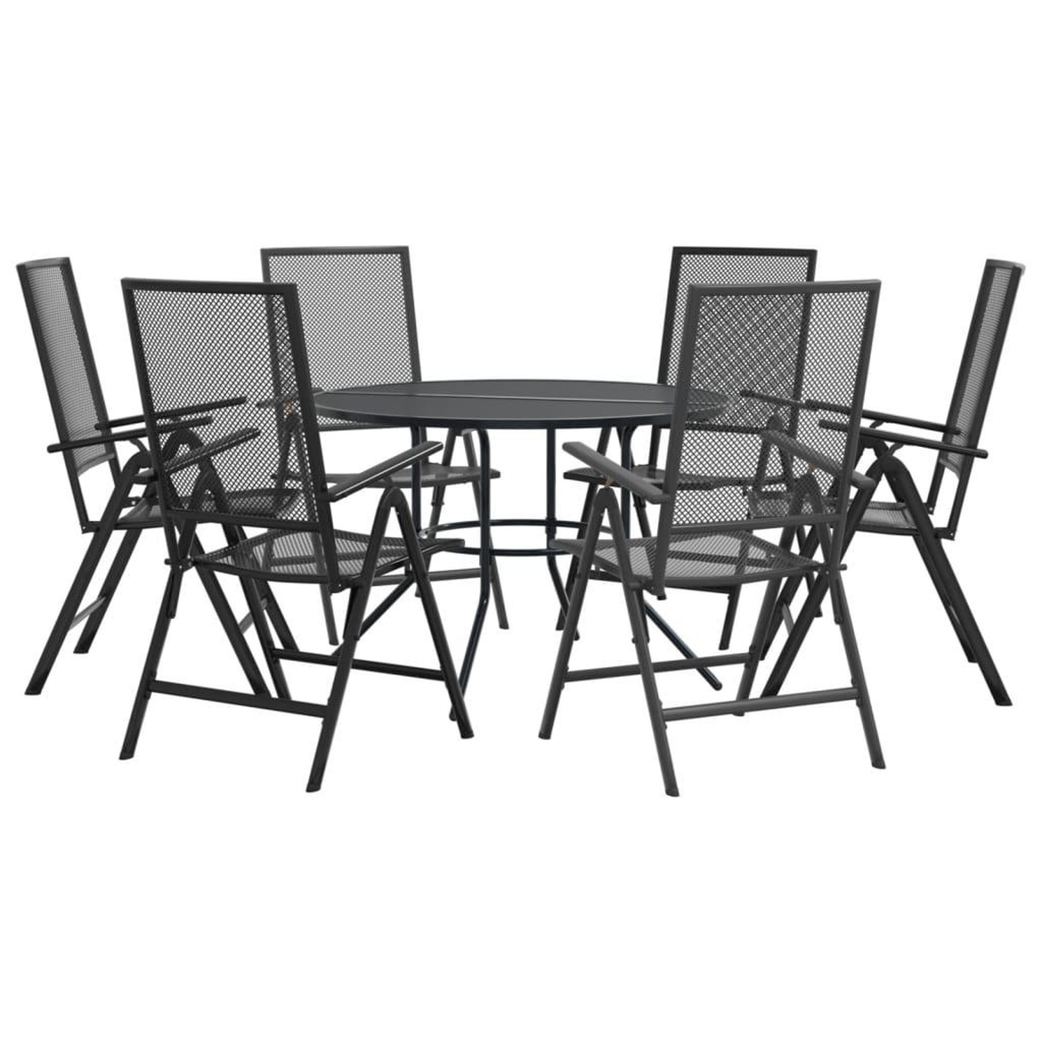 Voir la diapositive 2 : VIDAXL Ensemble de chaises de jardin inclinables 7 pcs anthracite