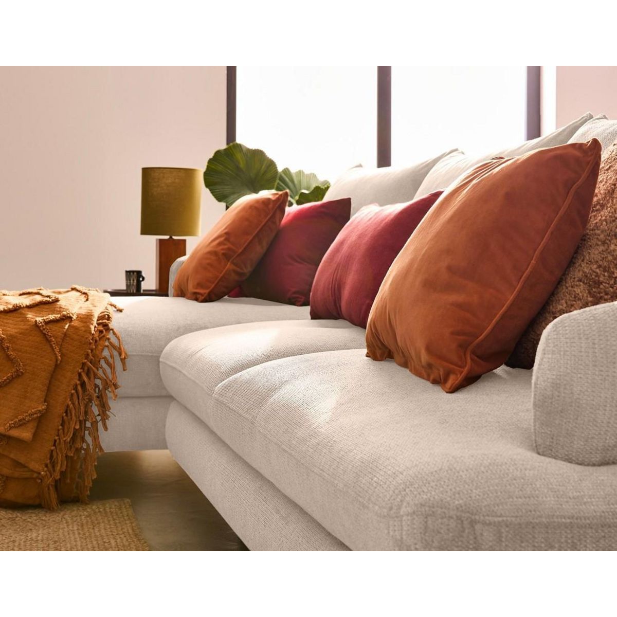 LISA DESIGN Ninon - canapé d'angle gauche 4 places convertible avec coffre en tissu texturé