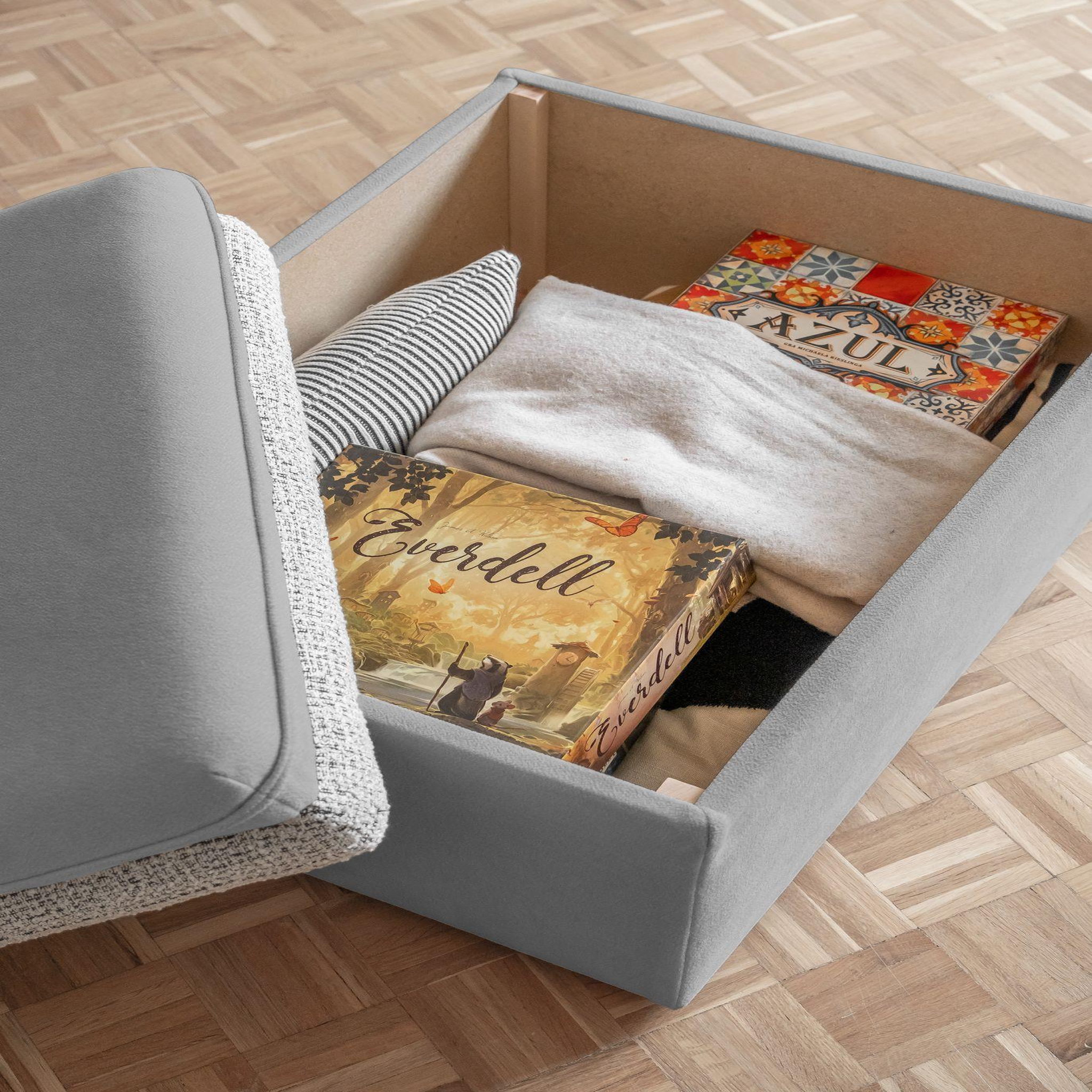 Voir la diapositive 2 : BEST MOBILIER Wilson - pouf avec rangement en tissu et tissu texturé