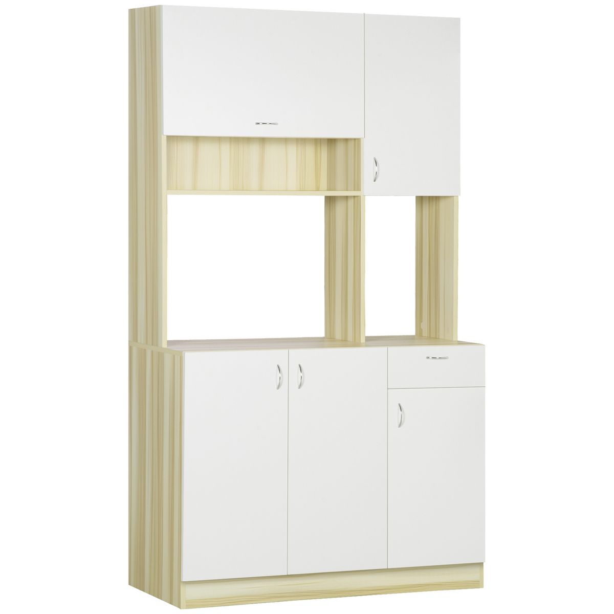 HOMCOM HOMCOM Armoire de cuisine contemporaine rangement- buffet haut - 5 portes, 1 tiroir, 3 niches - 102 x 48 x 180 cm