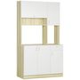 Voir la diapositive 1 : HOMCOM HOMCOM Armoire de cuisine contemporaine rangement- buffet haut - 5 portes, 1 tiroir, 3 niches - 102 x 48 x 180 cm