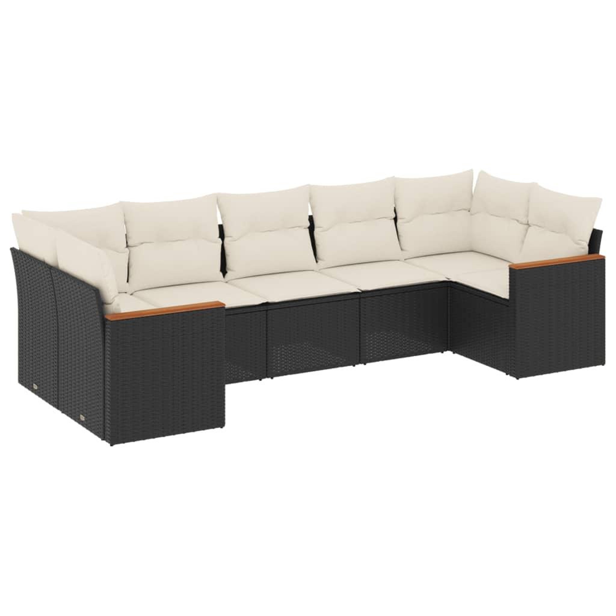 Voir la diapositive 2 : VIDAXL Salon de jardin 7 pcs avec coussins noir resine tressee