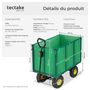 Voir la diapositive 6 : tectake Chariot de jardin et de transport avec des parois latérales rabattables vert