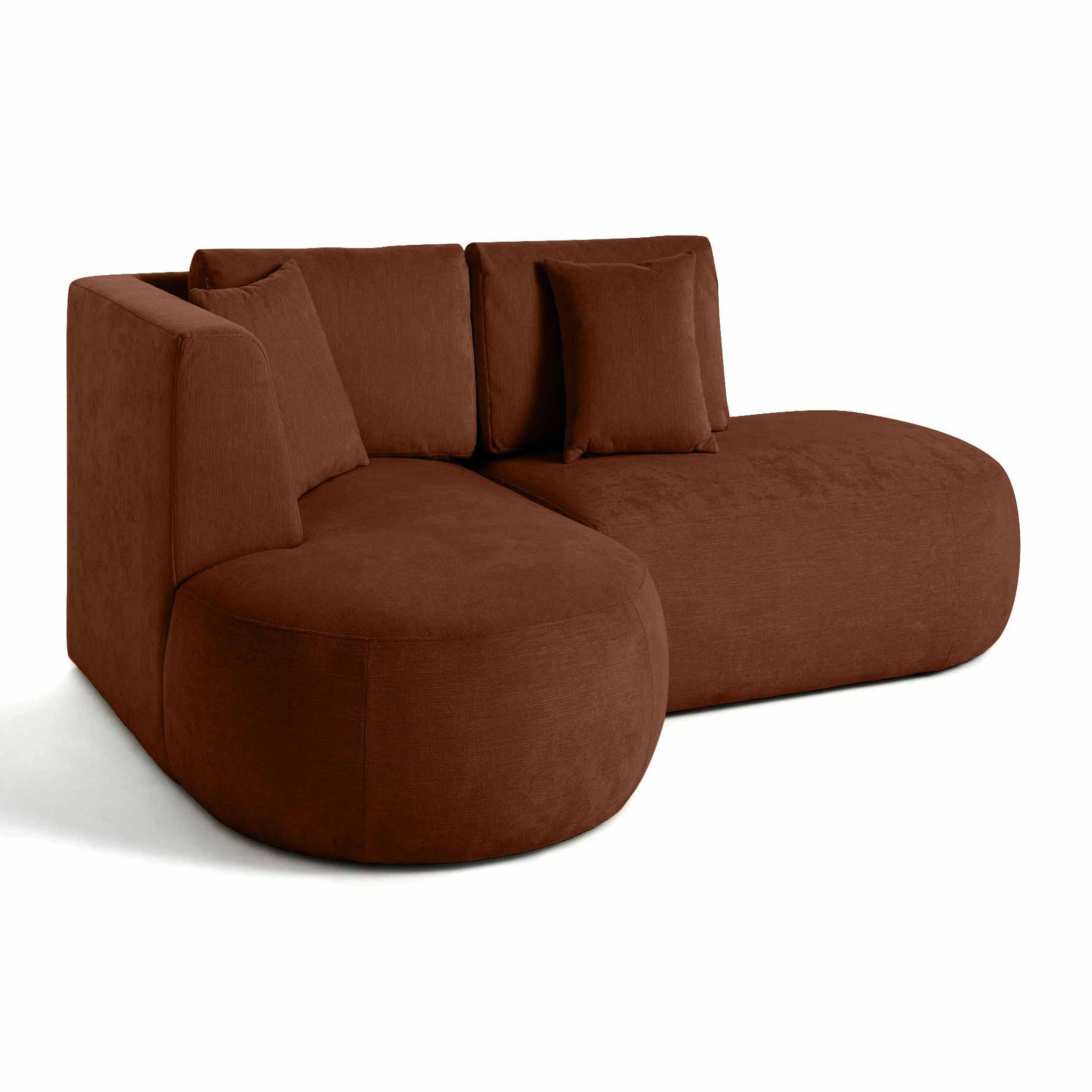 Voir la diapositive 4 : LISA DESIGN Santorini - canapé modulable d'angle gauche + pouf - 4 places - en tissu texturé