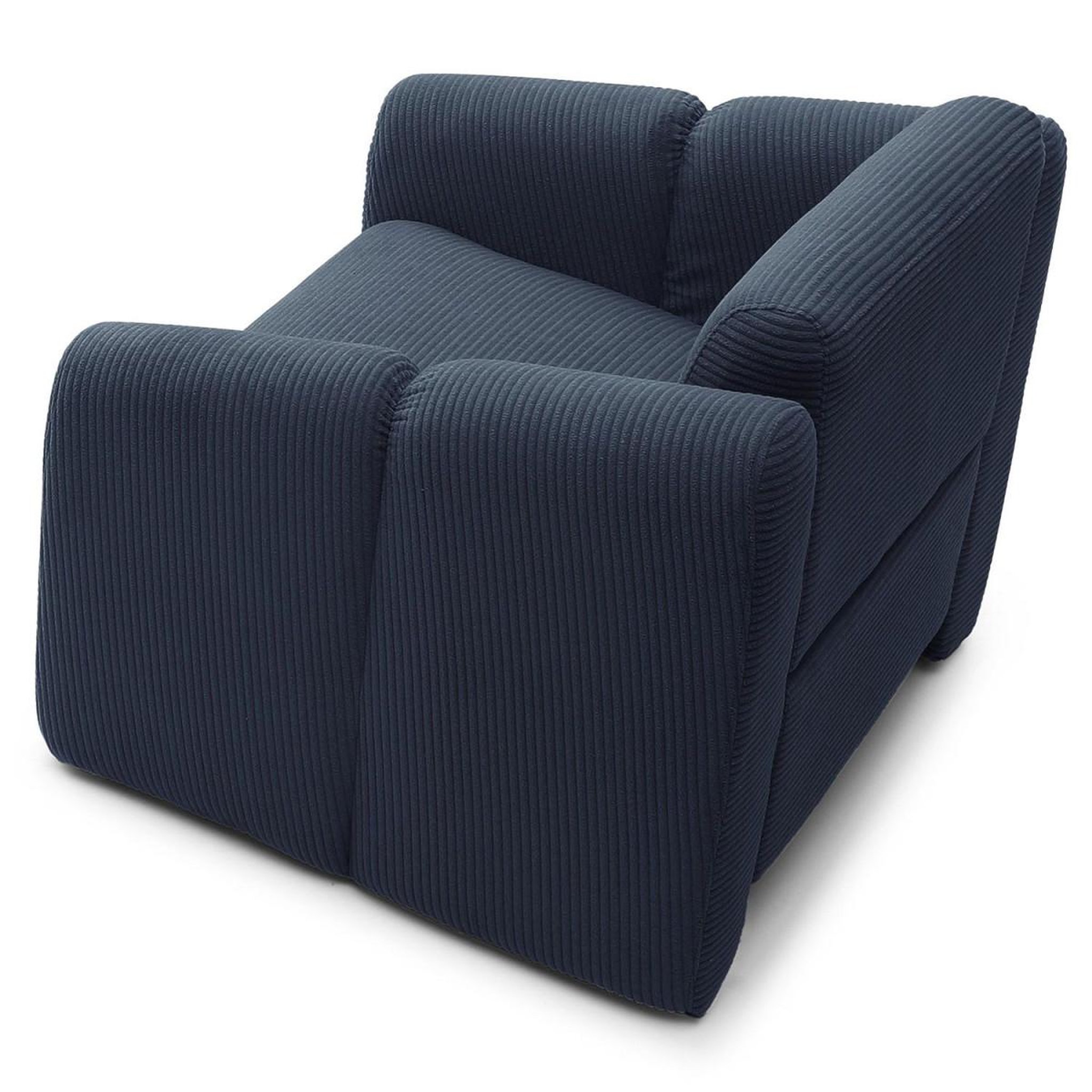 Voir la diapositive 4 : Paris Prix Fauteuil design en velours côtelé  maxine  92cm bleu foncé