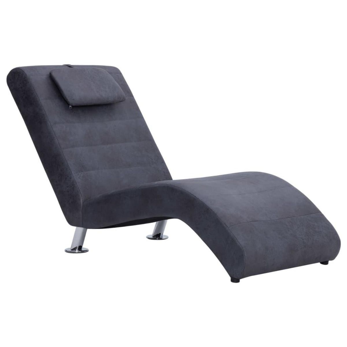 VIDAXL Chaise longue avec oreiller Gris Similicuir daim