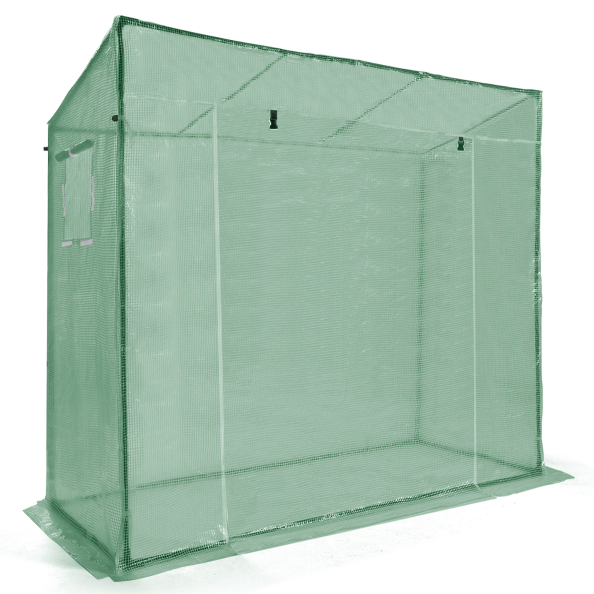 Voir la diapositive 6 : ID MARKET Serre de jardin, serre à tomates 200 x 78 x 169 cm acier + bâche anti-UV avec porte et 2 fenêtres toutes saisons verte