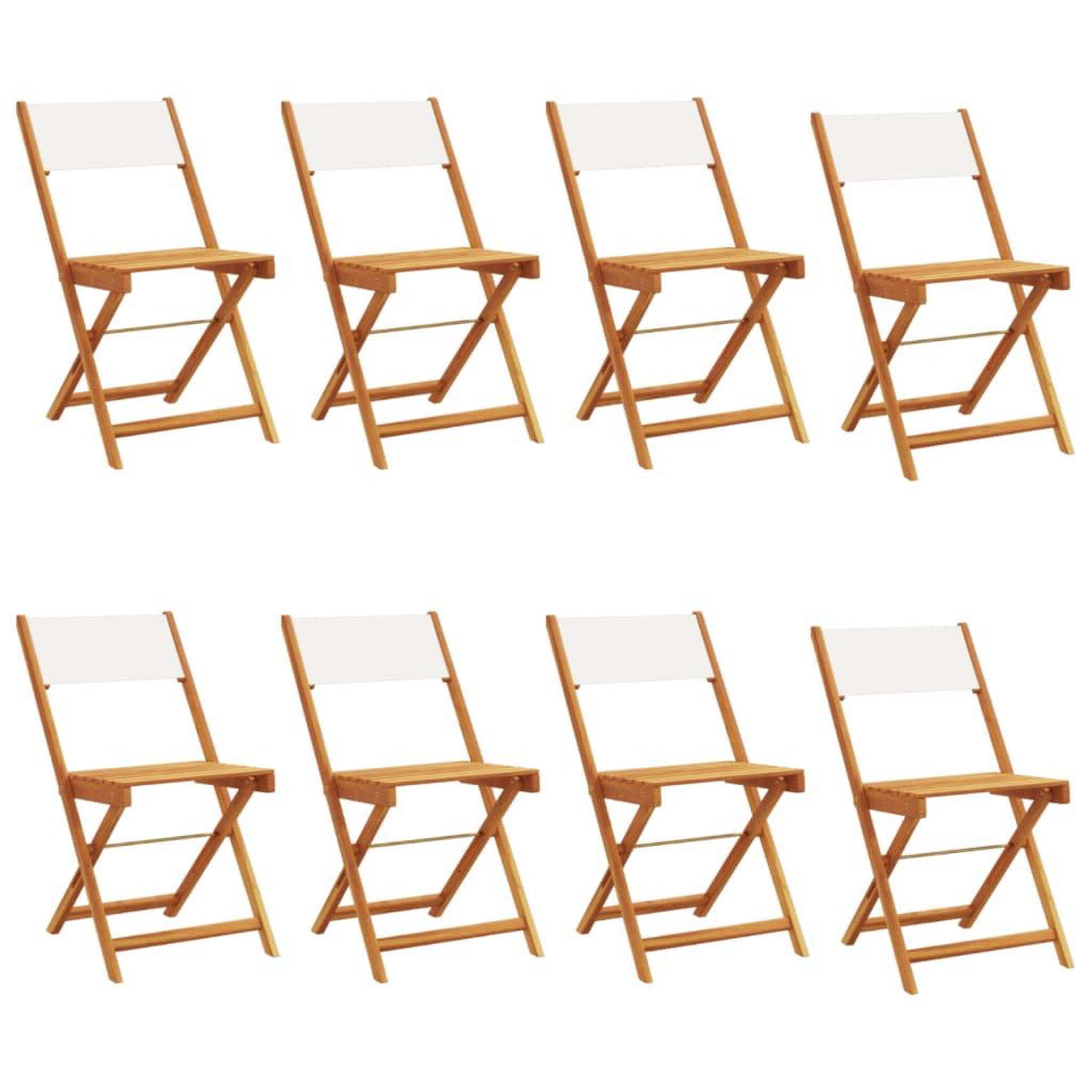 Voir la diapositive 2 : VIDAXL Chaises de jardin pliantes lot de 8 tissu et bois massif