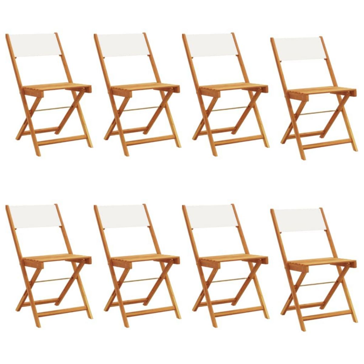 VIDAXL Chaises de jardin pliantes lot de 8 tissu et bois massif