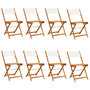 Voir la diapositive 2 : VIDAXL Chaises de jardin pliantes lot de 8 tissu et bois massif