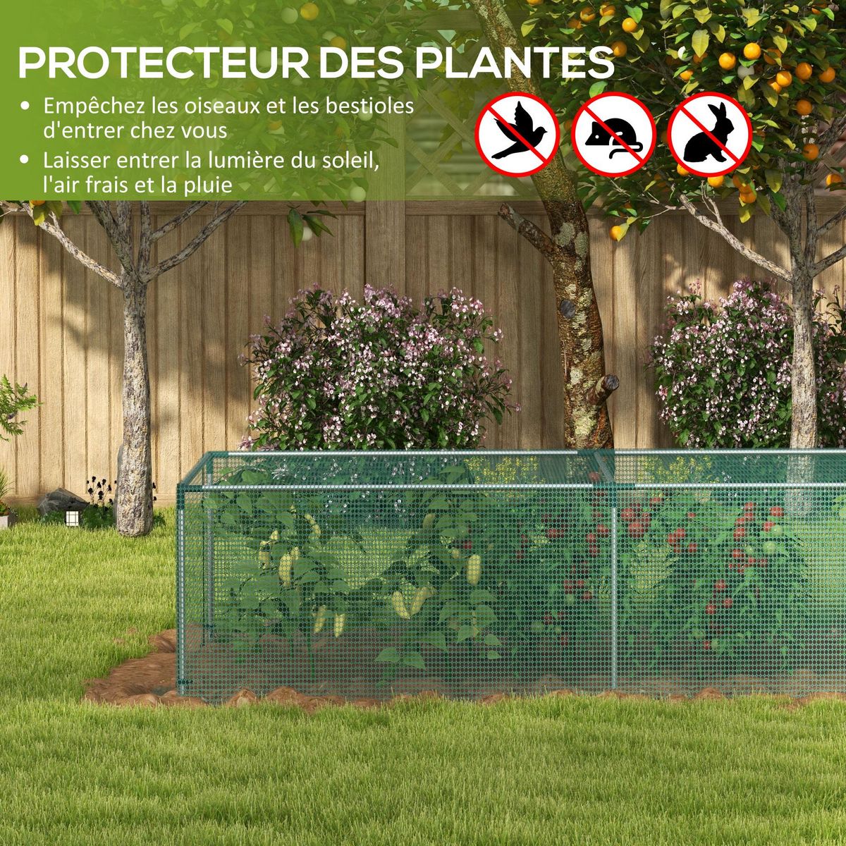 OUTSUNNY Serre de jardin serre à tomates filet protection porte HDPE vert