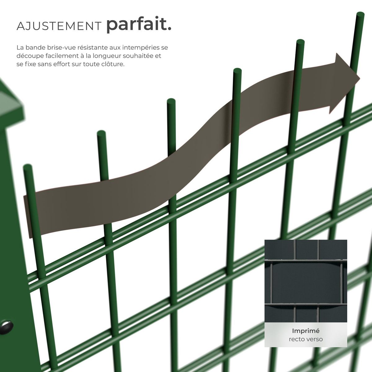 tectake Bandes brise-vue PVC pour clôtures à barreaux simples et doubles gris anthracite