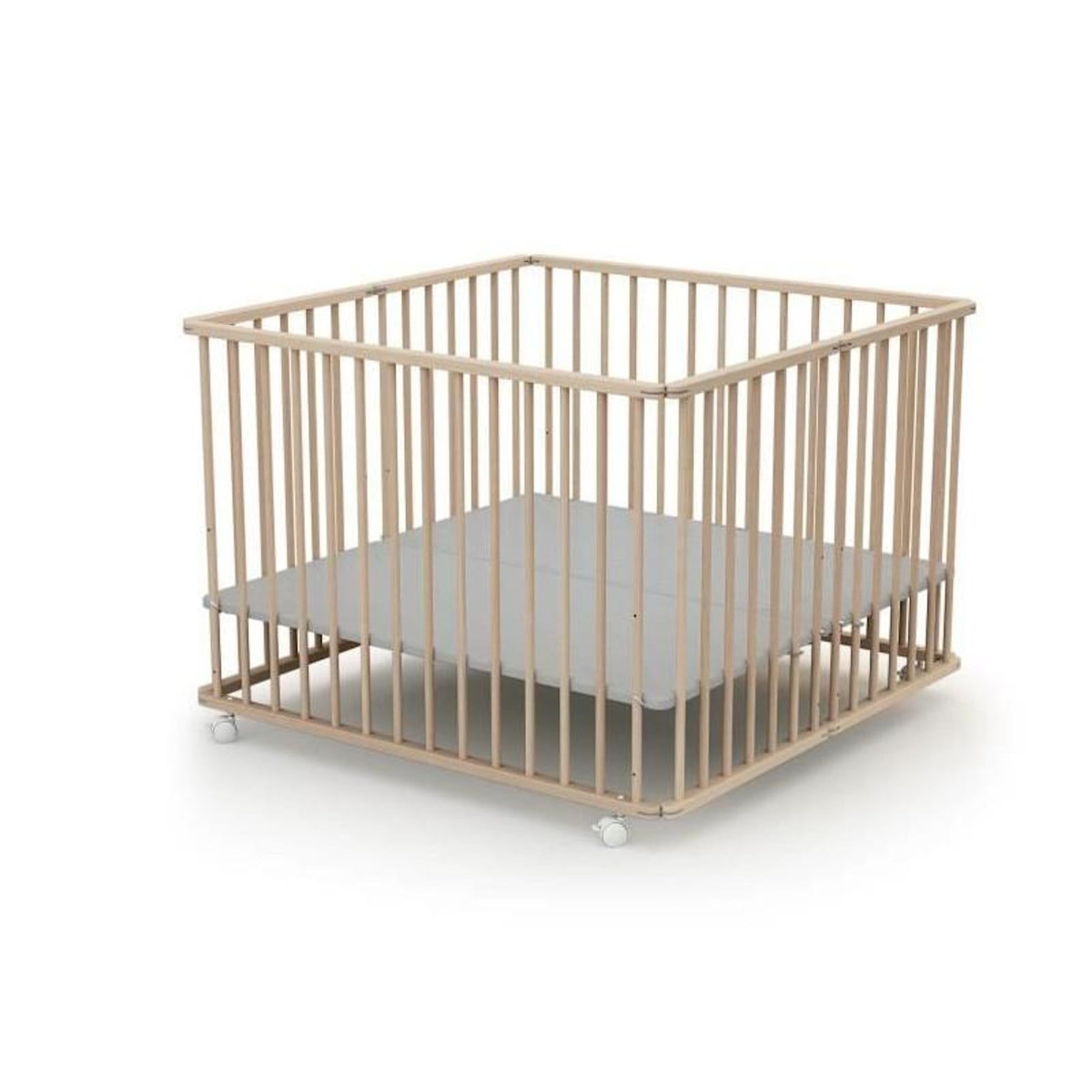 WEBABY Parc bébé pliant en bois 100 x 100 cm
