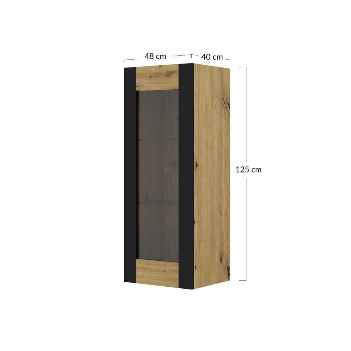 BEST MOBILIER Pedro - vitrine suspendue - effet bois et noir - 125 cm