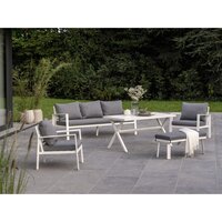 CEMONJARDIN Salon de jardin en polypropylène gris SKY Siesta - 4 fauteuils  pas cher 