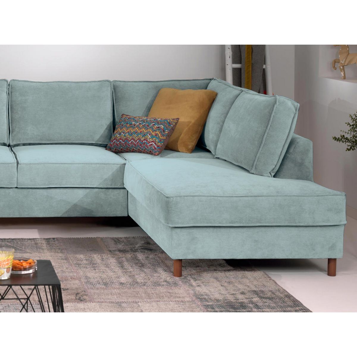 LISA DESIGN Jake - canapé panoramique d'angle droit - convertible avec coffre - 7 places - en velours côtelé