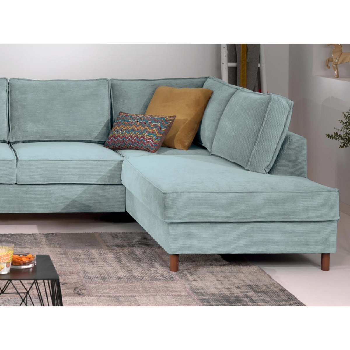 LISA DESIGN Jake - canapé panoramique d'angle droit - convertible avec coffre - 7 places - en velours côtelé