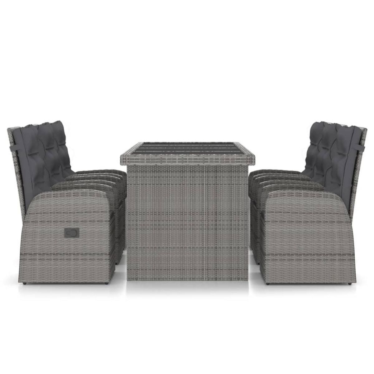 VIDAXL Salon de jardin 7 pcs avec coussins Resine tressee Gris