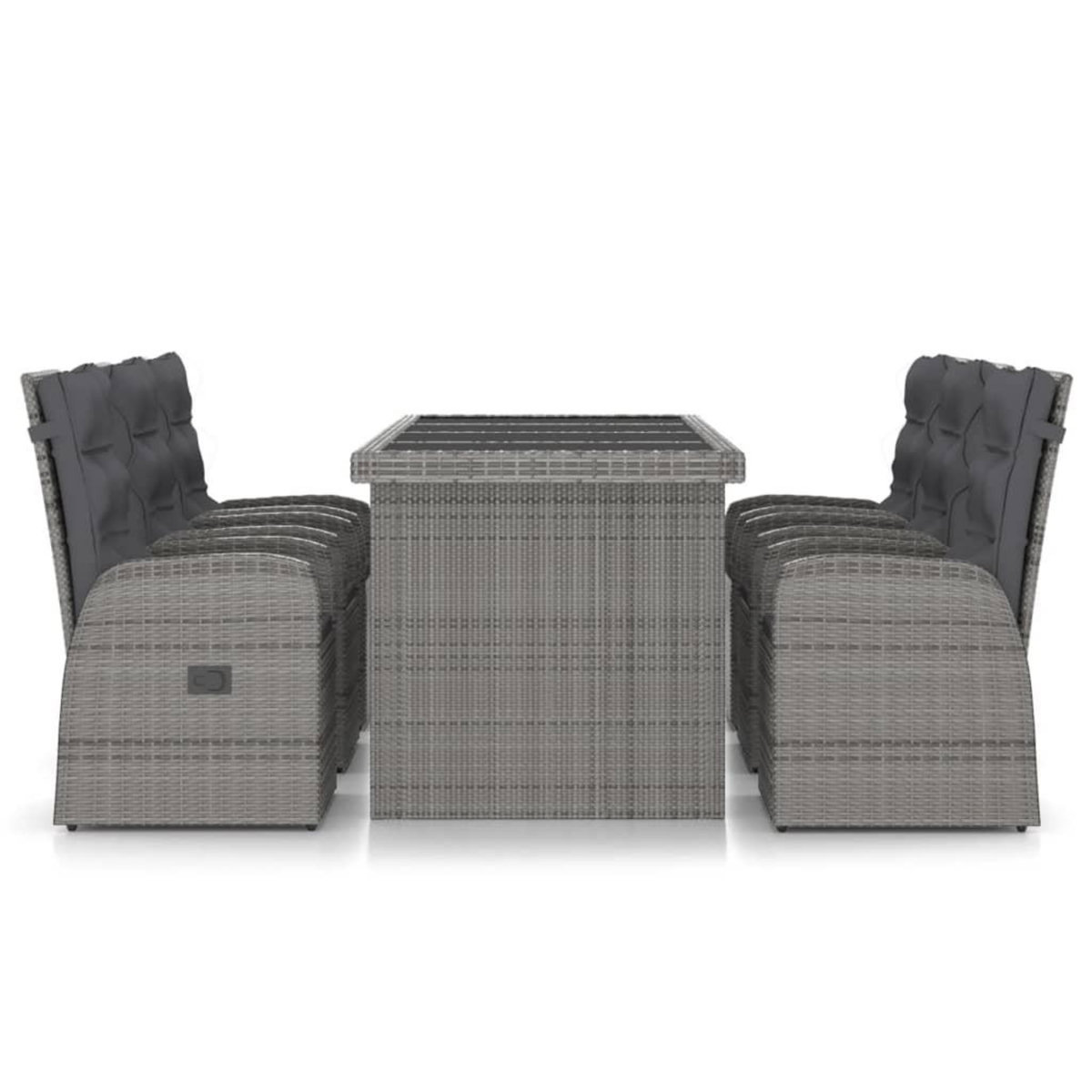 VIDAXL Salon de jardin 7 pcs avec coussins Resine tressee Gris