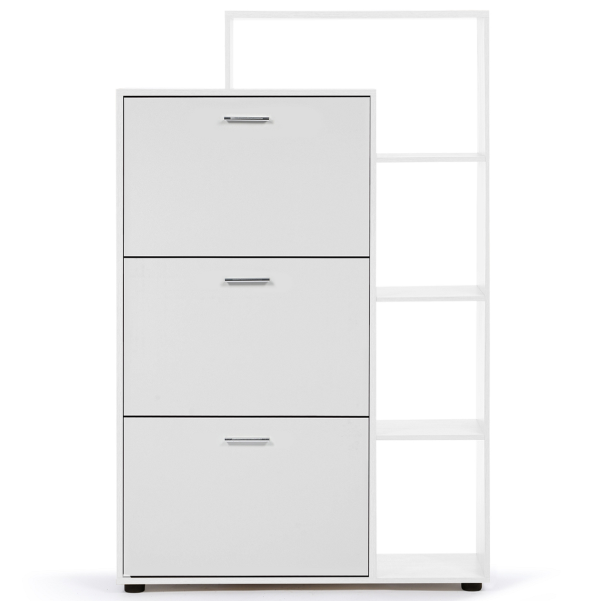 ID MARKET Meuble à chaussures 18 paires KLARK 3 portes avec étagère blanc