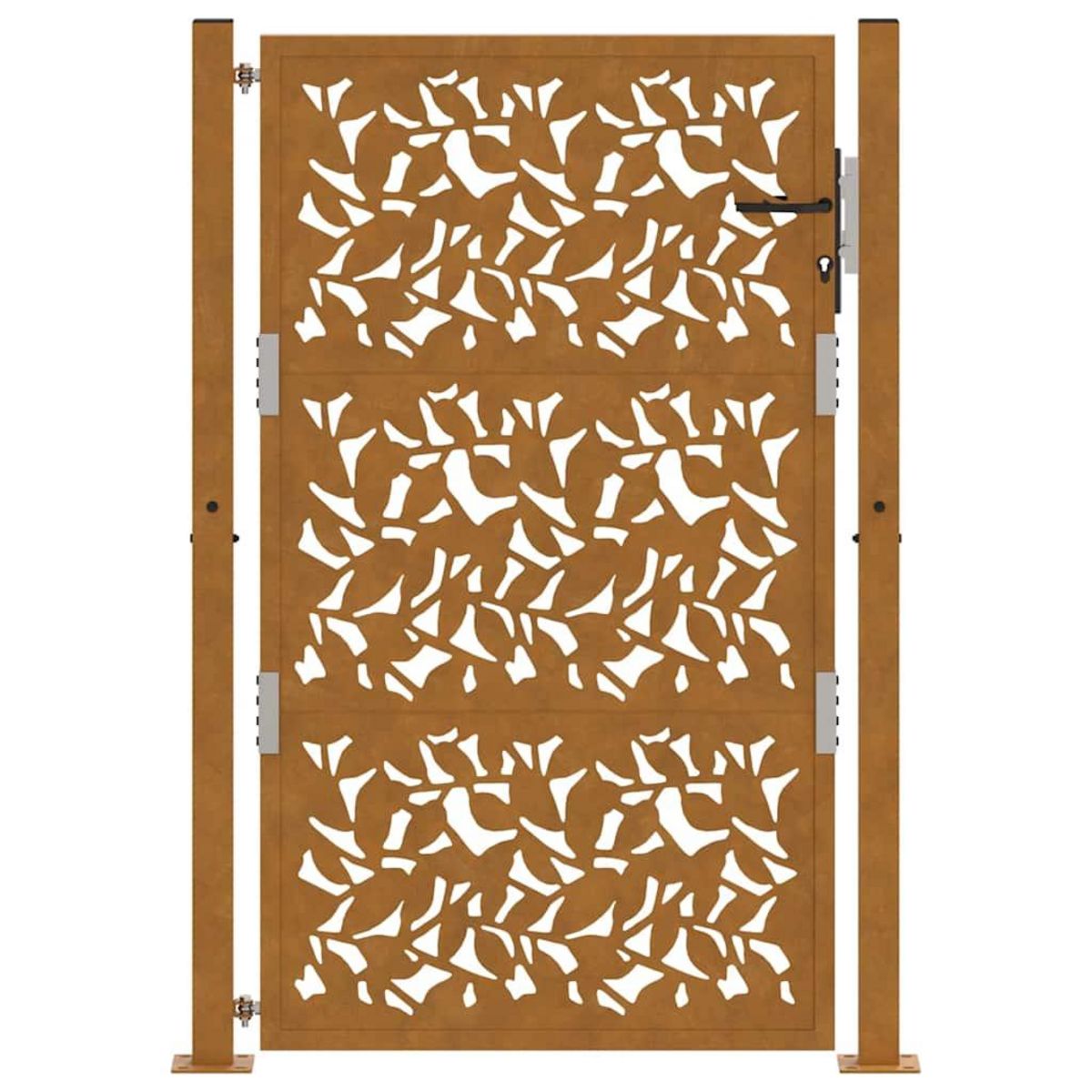 VIDAXL Porte de jardin acier resistant aux intemperies design feuilles