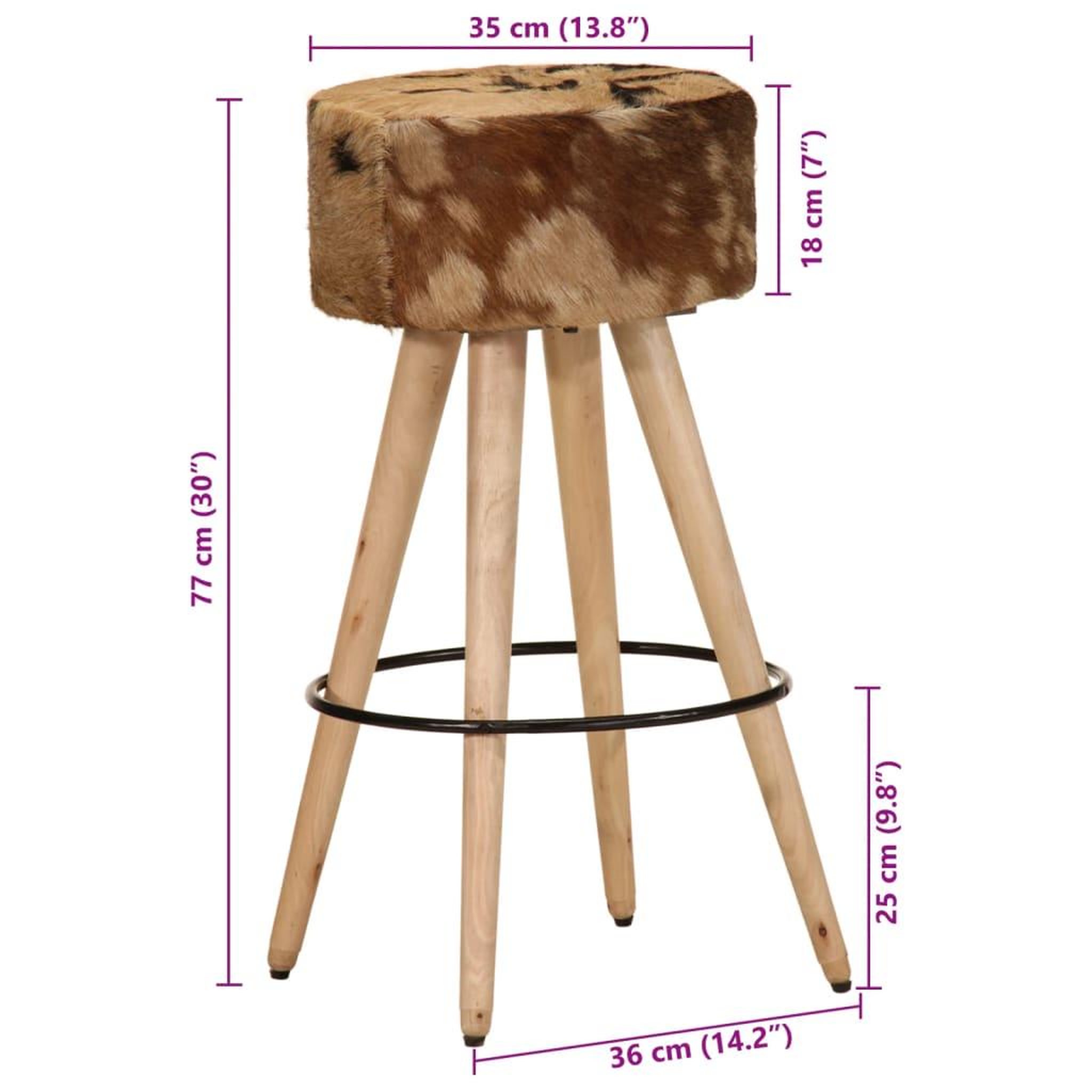Voir la diapositive 6 : VIDAXL Tabourets de bar lot de 2 cuir veritable et bois de manguier