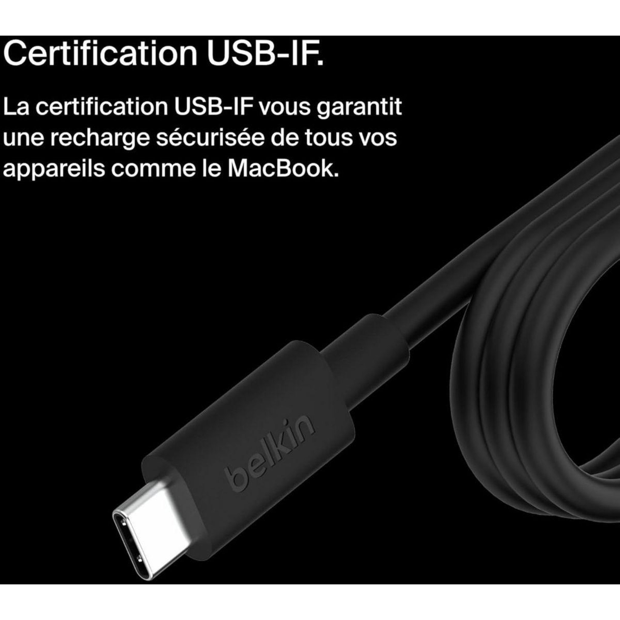 Voir la diapositive 2 : Belkin Chargeur ordinateur portable 100w pc usb-c noire
