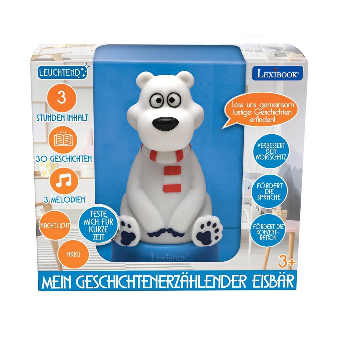 Lexibook Compteur d'histoires Ourson en 3D avec veilleuse (Espagnol)