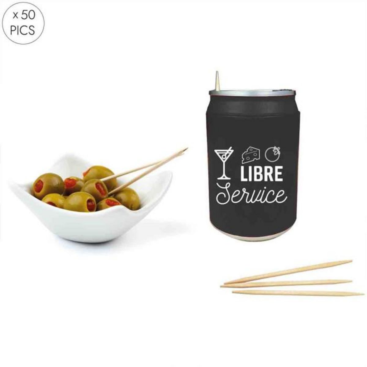 Paris Prix Lot de 50 Piques Apéro  Distributeur  8cm Noir