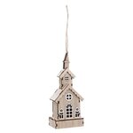 ATMOSPHERA Sujet de Noël en Bois  Église 3D  15cm Beige