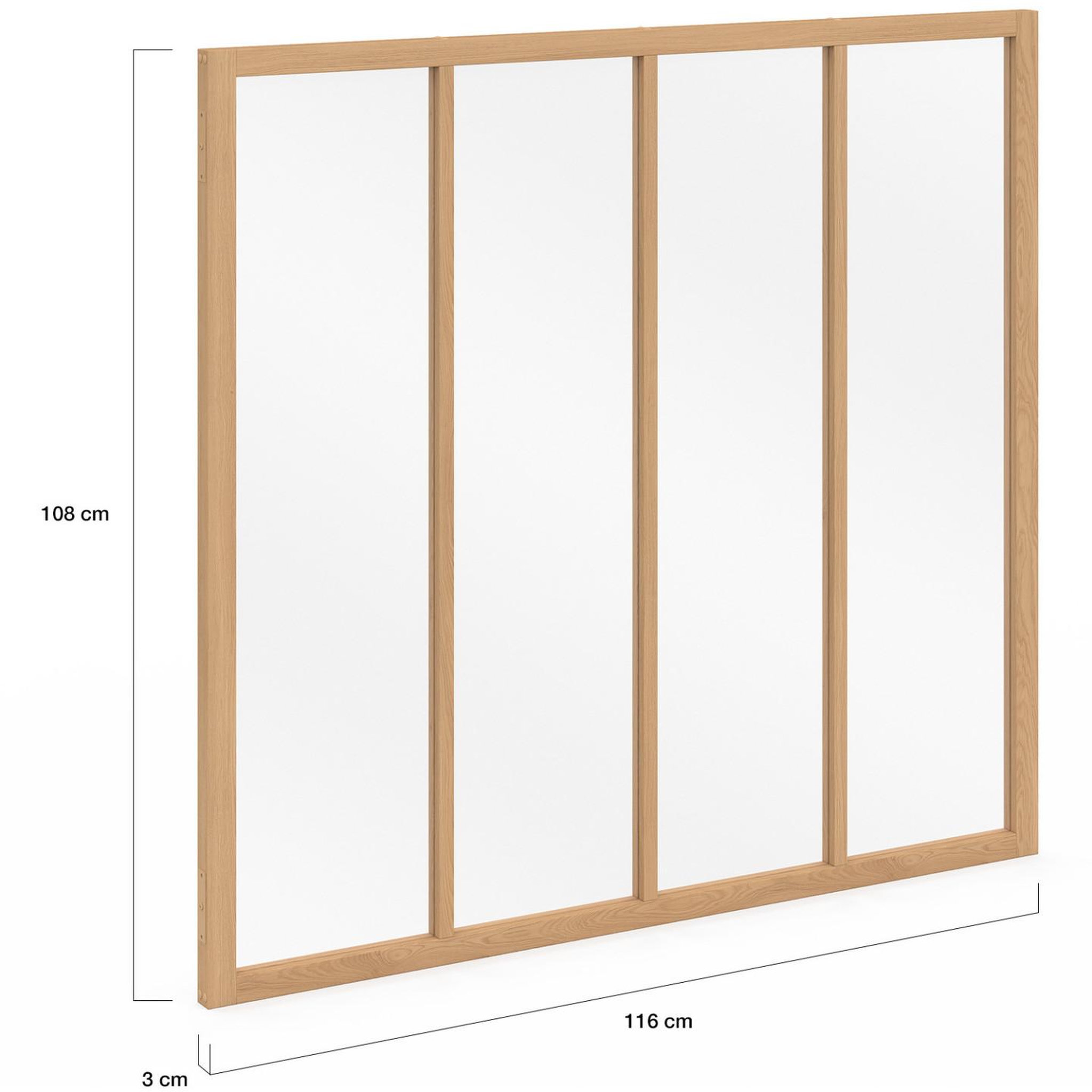 Voir la diapositive 4 : ID MARKET Verrière atelier 4 vitrages l. 116 x h. 108 cm en bois et verre trempé