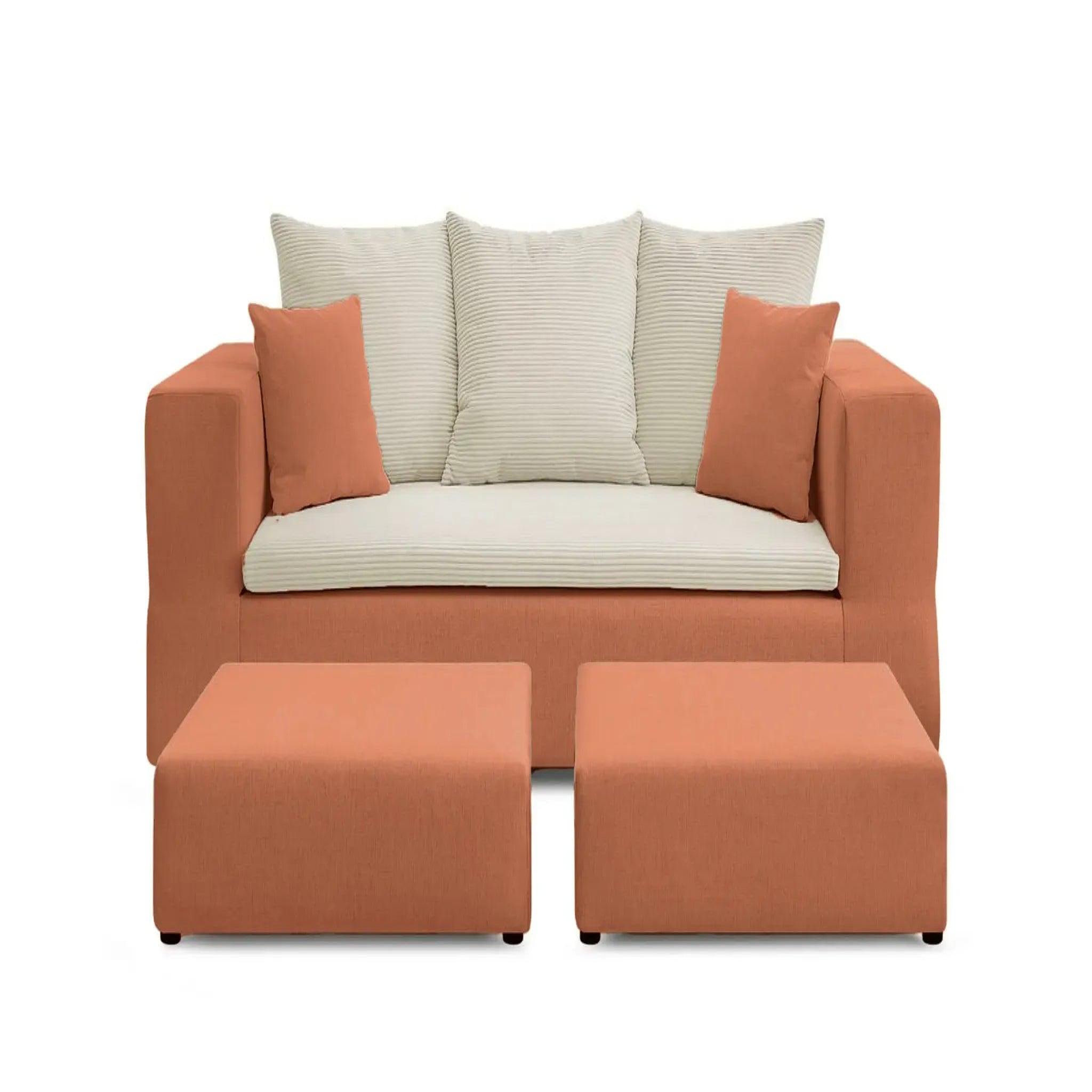 Voir la diapositive 1 : CASANOVA PARIS Ambre - canapé droit convertible bi matière avec deux poufs