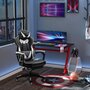 Voir la diapositive 2 : VINSETTO Vinsetto Fauteuil de bureau gamer style baquet racing - pivotant, inclinable - coussin lombaire, tétière, repose-pieds inclus - revêtement synthétique blanc noir