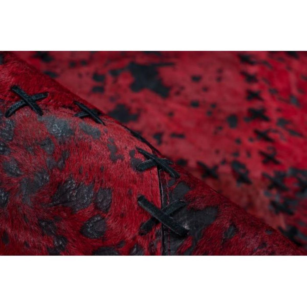 Paris Prix Tapis Patchwork en Cuir Fait Main  Voila  Rouge