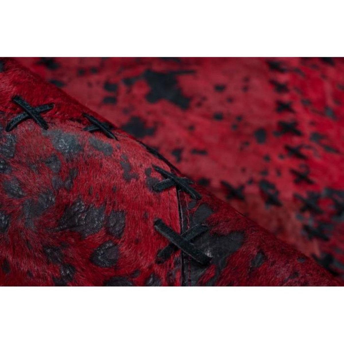 Paris Prix Tapis Patchwork en Cuir Fait Main  Voila  Rouge