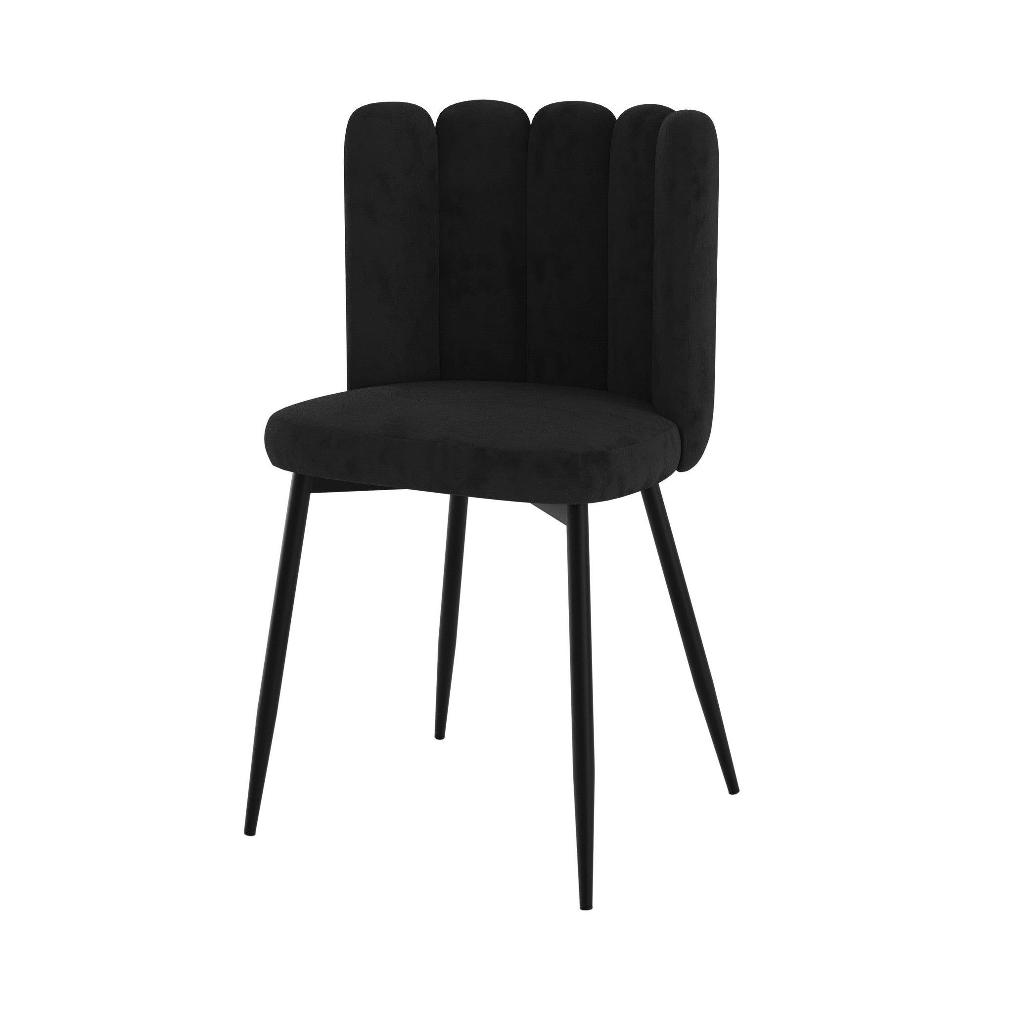 MAISON PAVANE Chaise en velours noir et pieds en métal noir-Rosy