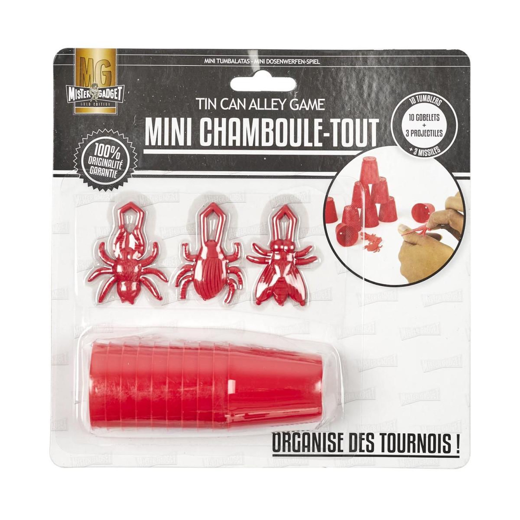 Voir la diapositive 5 : MISTER GADGET Mini-jeu 10 verres  chamboule-tout  4cm rouge